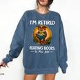 Owl I'm Retired Reading Books Is My Job Comfort Colors Sweatshirt Blue Jean