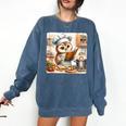 Owl Learning To Cook With Cookbook Chef Apron Stove Cooking Comfort Colors Sweatshirt Blue Jean