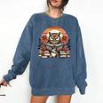 Owl Reading Books Book Library Bookworm Comfort Colors Sweatshirt Blue Jean