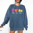 Peace Love Books Reader Librarian Library Book Comfort Colors Sweatshirt Blue Jean