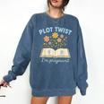 Plot Twist I'm Pregnant Literary Pregnancy Announcement Book Comfort Colors Sweatshirt Blue Jean Plot Twist I'm Pregnant Literary Pregnancy Announcement Book Comfort Colors Sweatshirt Blue Jean