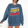 Powered By Comics And Snacks Comic Book Lover Comfort Colors Sweatshirt Blue Jean Powered By Comics And Snacks Comic Book Lover Comfort Colors Sweatshirt Blue Jean