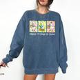 Preppy 100 Days Of School Goose Coffee Books Teacher Life Comfort Colors Sweatshirt Blue Jean