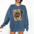 Queen Of Books Playing Card Aesthetic For Book Lovers Premium Tri-Blend Comfort Colors Sweatshirt Blue Jean