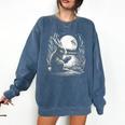 Rabbit Reading Book Full Moon Lake Scenery Comfort Colors Sweatshirt Blue Jean