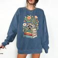 Raccoon Books Reading Flowers Comfort Colors Sweatshirt Blue Jean Raccoon Books Reading Flowers Comfort Colors Sweatshirt Blue Jean