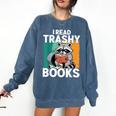 Raccoon Smutty Book Lover Spicy Romance Novels Women's Comfort Colors Sweatshirt Blue Jean