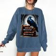 Raven On A Stack Of Books Wisdom Of Odin Comfort Colors Sweatshirt Blue Jean
