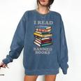 I Read Banned Books Bookworm Comfort Colors Sweatshirt Blue Jean