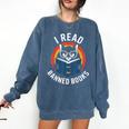 I Read Banned Books For Men Women Cat Banned Books Comfort Colors Sweatshirt Blue Jean I Read Banned Books For Men Women Cat Banned Books Comfort Colors Sweatshirt Blue Jean