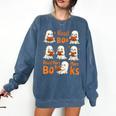 Read Boo KS Read More Bo KS Cute Ghost Reading Book Comfort Colors Sweatshirt Blue Jean