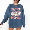 Read More Books Ghosts Reading Book Teacher Halloween Comfort Colors Sweatshirt Blue Jean