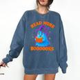 Read More Books Halloween Book Cute Ghost Reading Teaching Comfort Colors Sweatshirt Blue Jean Read More Books Halloween Book Cute Ghost Reading Teaching Comfort Colors Sweatshirt Blue Jean