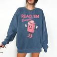 Read 'Em Western Cowgirl Retro Groovy Reading Books Comfort Colors Sweatshirt Blue Jean Read 'Em Western Cowgirl Retro Groovy Reading Books Comfort Colors Sweatshirt Blue Jean
