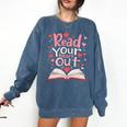Read Your Heart Out Teacher Valentines Day Reading Book Love Premium Tri-Blend Comfort Colors Sweatshirt Blue Jean