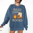 Read S'More Books Campfire Reading Book Lovers Camper Comfort Colors Sweatshirt Blue Jean