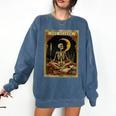 The Reader Tarot Card Book Lover Skeleton Art Goth Style Comfort Colors Sweatshirt Blue Jean