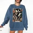 The Reader Tarot Card Skeleton Reading Book Bookworm Bookish Comfort Colors Sweatshirt Blue Jean