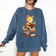 Reading Cat Books Cute Comfort Colors Sweatshirt Blue Jean Reading Cat Books Cute Comfort Colors Sweatshirt Blue Jean