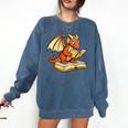 Reading Dragon Book Lover Bookworm Reader Comfort Colors Sweatshirt Blue Jean