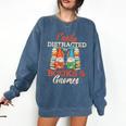Reading Gnomes Cute Easily Distracted By Books And Gnomes Comfort Colors Sweatshirt Blue Jean