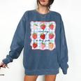 Reading Is My Jam Preppy Stawberry Bookworm Book Lover Nerd Comfort Colors Sweatshirt Blue Jean
