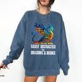 Reading Lover Easily Distracted By Dragons And Books Dragon Comfort Colors Sweatshirt Blue Jean