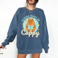 Reading Makes Me Cappy Bookworm Capybara Book Reading Comfort Colors Sweatshirt Blue Jean