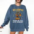 Reading Makes Me Feel Less Murdery Book Dragon Comfort Colors Sweatshirt Blue Jean