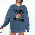 Reading Is My Therapy Book Lover Bookworm Comfort Colors Sweatshirt Blue Jean Reading Is My Therapy Book Lover Bookworm Comfort Colors Sweatshirt Blue Jean