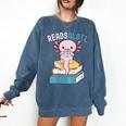 Reads Alotl Shirt Kids Readsolotl Read Axolotl Shirt Books Comfort Colors Sweatshirt Blue Jean