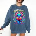 Readsalotl Axolotl Book Lovers Axolotls Comfort Colors Sweatshirt Blue Jean