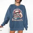 Readsalotl Axolotl Reading Books Glasses Bookworm Pun Fun Comfort Colors Sweatshirt Blue Jean