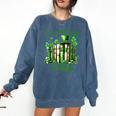 Retro Book Lucky Reading Teacher St Patrick's Day -Adults Small Cotton Blend Polyester Blend Short Sleeve Comfort Colors Sweatshirt Blue Jean