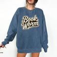 Retro Book Worm Reading For Book Lovers Comfort Colors Sweatshirt Blue Jean Retro Book Worm Reading For Book Lovers Comfort Colors Sweatshirt Blue Jean