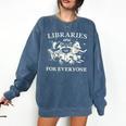 Retro Libraries Are For Everyone Racoon Reading Book Lover Comfort Colors Sweatshirt Blue Jean
