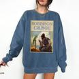 Robinson Crusoe Book Cover 1920 Comfort Colors Sweatshirt Blue Jean