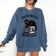 Salem Witch Book Club Bookish Halloween Cat Women Comfort Colors Sweatshirt Blue Jean