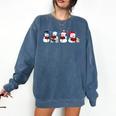 Snowman Reading Books Teacher Librarian Bookworm Christmas Comfort Colors Sweatshirt Blue Jean