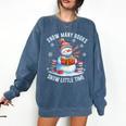 Snowman Reading Snow Many Books Snow Little Time Winter Comfort Colors Sweatshirt Blue Jean