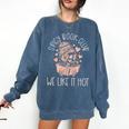 Spicy Book Club Dark Romance Reader Spicy Bookish Skeleton Comfort Colors Sweatshirt Blue Jean