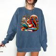 Squirrel Reading a Book Lover Bookworm Comfort Colors Sweatshirt Blue Jean