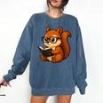 Squirrel Reading Book Lover Comfort Colors Sweatshirt Blue Jean