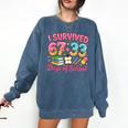 Survived 67 Days Of School Ice Cream Drip Apple Pencil Book Comfort Colors Sweatshirt Blue Jean Survived 67 Days Of School Ice Cream Drip Apple Pencil Book Comfort Colors Sweatshirt Blue Jean