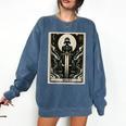Tarot Cards Guide Book Esoteric Mysticism Clothing Tarot Card Justice Comfort Colors Sweatshirt Blue Jean