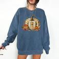 Teacher Book Pumpkin Fall Reading Thanksgiving Autumn Comfort Colors Sweatshirt Blue Jean