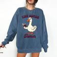 Teacher Silly Goose Reading Book Teaching Tiny Human Tamer Comfort Colors Sweatshirt Blue Jean