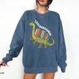 Teachersaurus Dinosaur Teachers Dino Reading Book Librarian Comfort Colors Sweatshirt Blue Jean