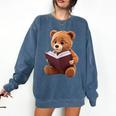 Teddy Bear Reading a Book Comfort Colors Sweatshirt Blue Jean