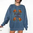 Thankful For Books Turkey Reading Book Lovers Fall Teacher Comfort Colors Sweatshirt Blue Jean